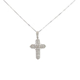 14k White Gold .25ct H SI1 Round Diamond Cross Necklace
